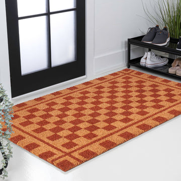 Harper Classic Farmhouse Checkerboard Coir Area Rug